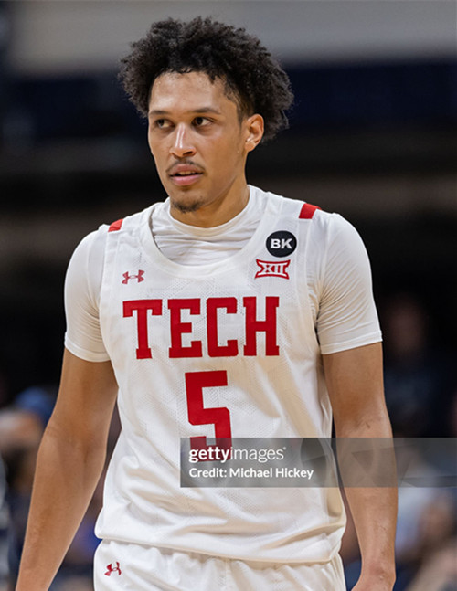 Mens Youth Texas Tech Red Raiders #5 Darrion Williams  White TECH College Basketball Game Jersey