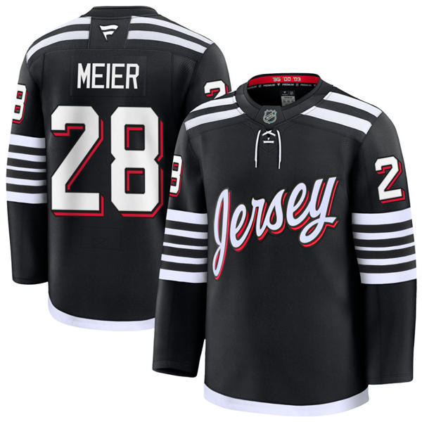 Mens New Jersey Devils #28 Timo Meier Fanatics  Black Alternate Premier Player Jersey