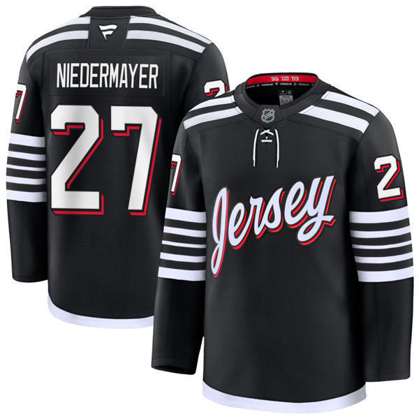 Mens New Jersey Devils Retired Player #27 Scott Niedermayer Fanatics  Black Alternate Premier Player Jersey