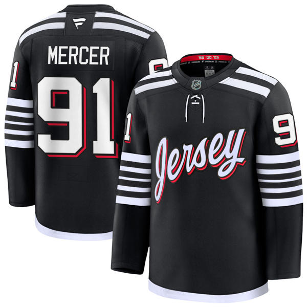Mens New Jersey Devils #91 Dawson Mercer Fanatics  Black Alternate Premier Player Jersey