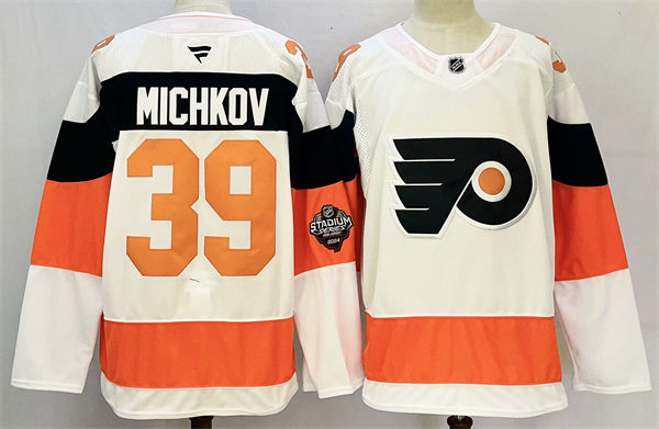 Mens Philadelphia Flyers #39 Matvei Michkov White 2024 NHL Stadium Series Jersey