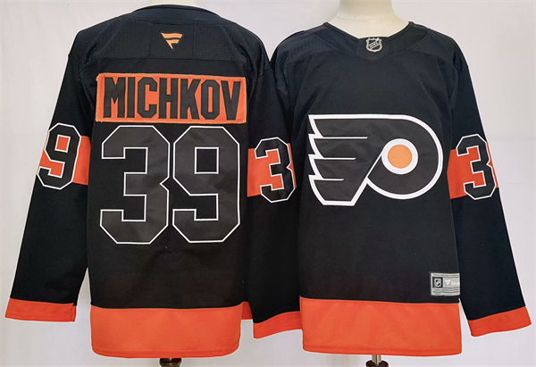 Mens Philadelphia Flyers #39 Matvei Michkov Fanatics Black Alternate Premium Jersey