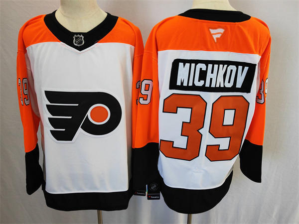 Mens Philadelphia Flyers #39 Matvei Michkov Fanatics White Away Player Jersey