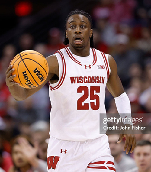 Mens Youth Wisconsin Badgers #25 John Blackwell 2025 White College Basketball Game Jersey