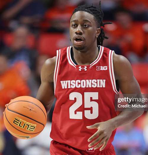 Mens Youth Wisconsin Badgers #25 John Blackwell 2025 Red College Basketball Game Jersey