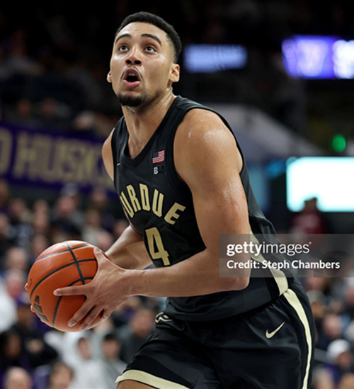 Mens Youth Purdue Boilermakers  #4 Kaufman-Renn Charcoal College Basketball Game Jersey