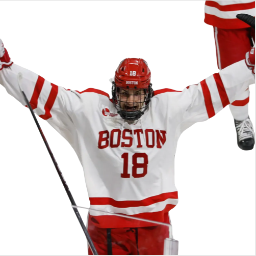 Mens Youth Boston University Terriers #18 Shane Lachance (C) 2024 White Hockey Jersey