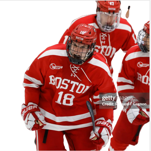 Mens Youth Boston University Terriers #18 Shane Lachance (C) 2024 Scarlet Hockey Jersey