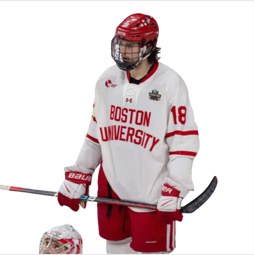 Mens Youth Boston University Terriers #18 Shane Lachance (C) 2024 White Boston University Hockey Jersey