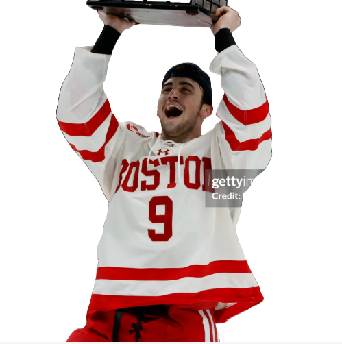 Mens Youth Boston University Terriers #9 Ryan Greene (C) 2024 White Hockey Jersey