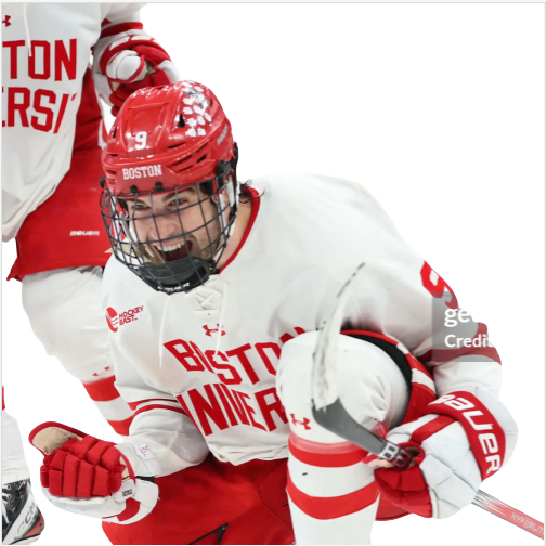 Mens Youth Boston University Terriers #9 Ryan Greene (C) 2024 White Boston University Hockey Jersey
