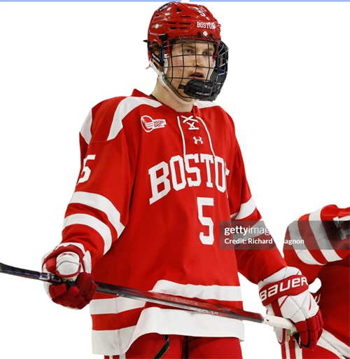 Mens Youth Boston University Terriers #5 Tom Willander 2024 Scarlet Hockey Jersey