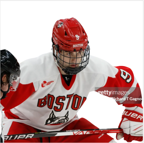 Mens Youth Boston University Terriers #9 Ryan Greene (C) 2024 White Mascot Retro Hockey Jersey