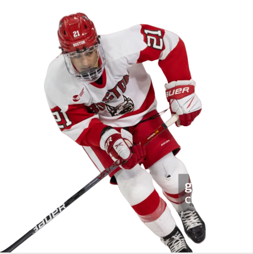 Mens Youth Boston University Terriers #21 Devin Kaplan (A) 2024 White Mascot Retro Hockey Jersey