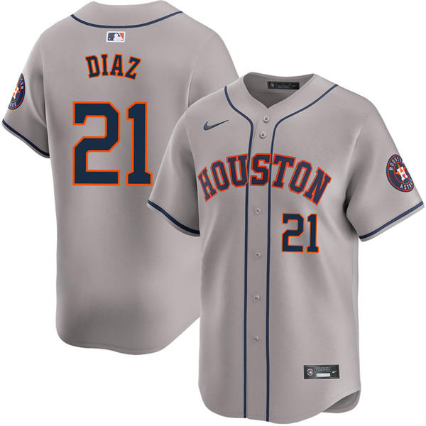 Mens Houston Astros #21 Yainer Diaz Nike Gray Road Limited Jersey