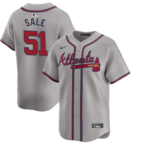 Mens Atlanta Braves #51 Chris Sale Nike Gray Away Limited Jersey