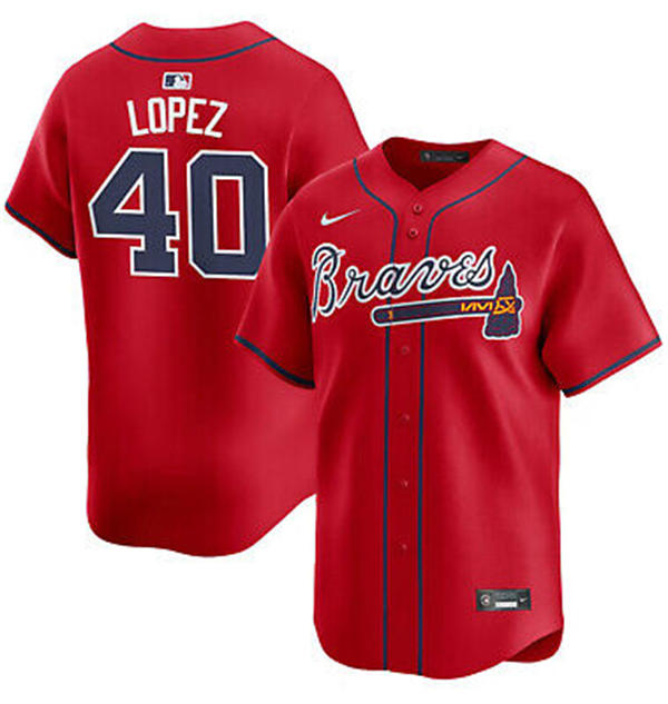 Mens Atlanta Braves #40 Reynaldo Lopez Nike Red Alternate Limited Jersey