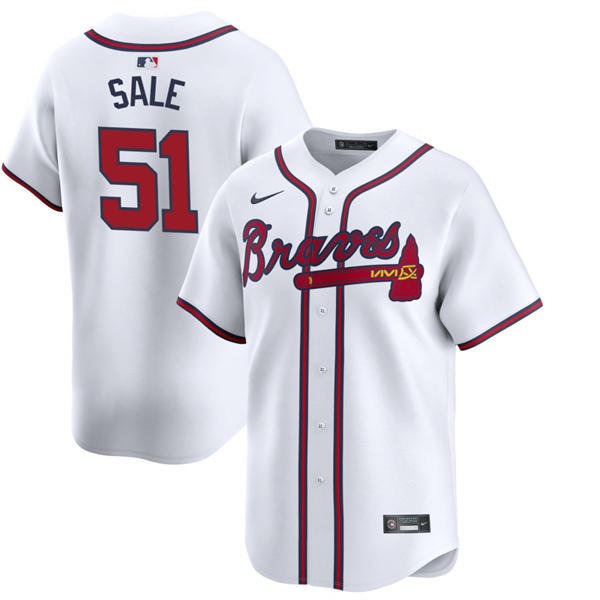 Mens Atlanta Braves #51 Chris Sale Nike Home White Limited Jersey