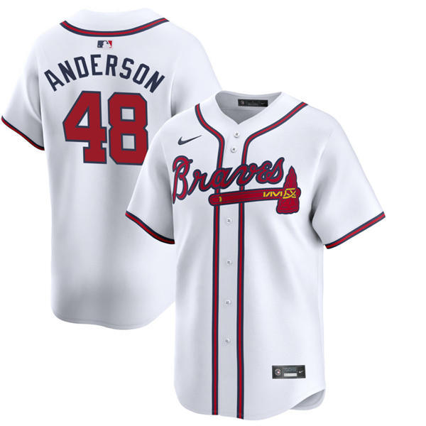 Mens Atlanta Braves #48 Ian Anderson Nike Home White Limited Jersey