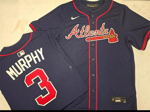 Mens Atlanta Braves Retired Player #3 Dale Murphy Nike Navy Red Strip Alternate Limited Player Jersey