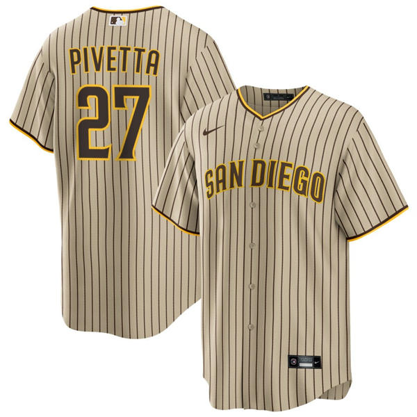 Mens San Diego Padres #27 Nick Pivetta Nike Alternate Khaki Limited Jersey