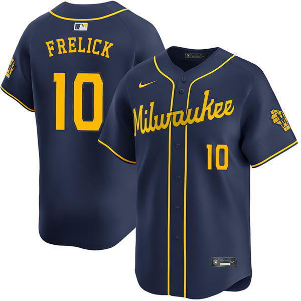 Mens Milwaukee Brewers #10 Sal Frelick Nike Navy Alternate Limited Jersey