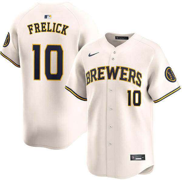 Mens Milwaukee Brewers #10 Sal Frelick Nike Cream Home Limited Jersey