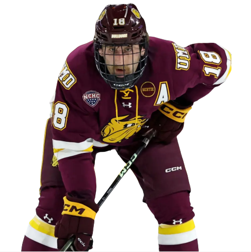 Mens Youth Minnesota Duluth Bulldogs #18 Joey Pierce (A) 2024 Maroon Hockey Jersey