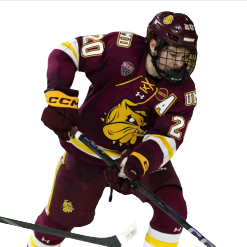 Mens Youth Minnesota Duluth Bulldogs #20 Owen Gallatin (A) 2024 Maroon Hockey Jersey