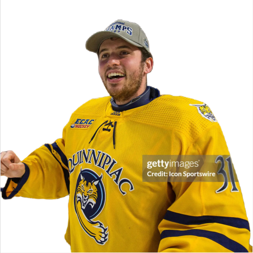 Mens Youth Quinnipiac Bobcats #31 Noah Altman (A) 2024 Gold Hockey Jersey