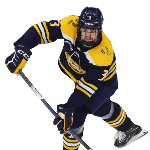 Mens Youth Quinnipiac Bobcats #3 Cooper Moore (A) 2024 Navy Hockey Jersey