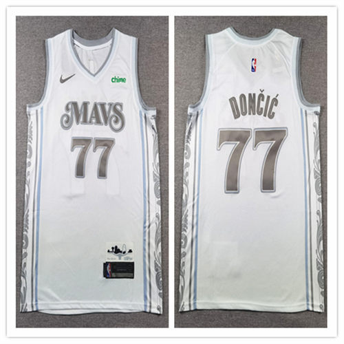 Mens Dallas Mavericks #77 Luka Doncic Nike White 2024-25 City Edition Swingman Jersey