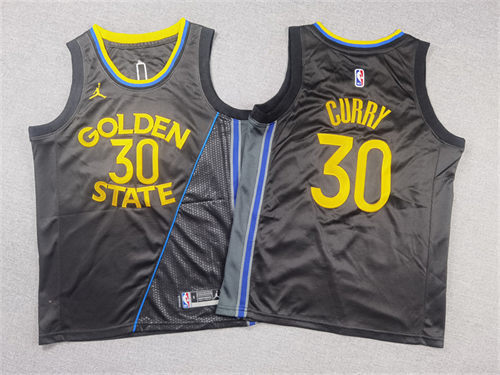 Youth Golden State Warriors #30 Stephen Curry 2024-25 Black Statement Edition Swingman Jersey