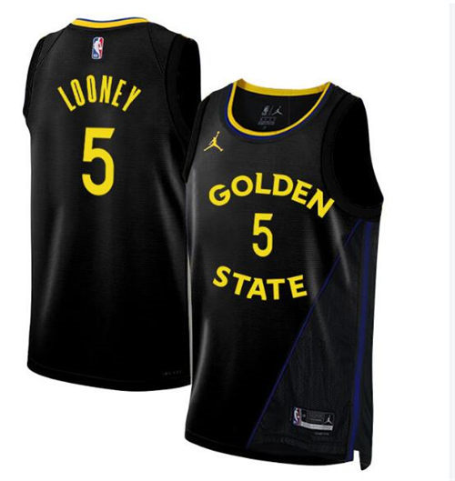 Mens Golden State Warriors #5 Kevon Looney 2024-25 Black Statement Edition Swingman Jersey