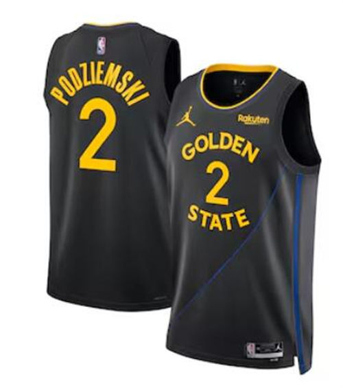 Mens Golden State Warriors #2 Brandin Podziemski 2024-25 Black Statement Edition Swingman Jersey