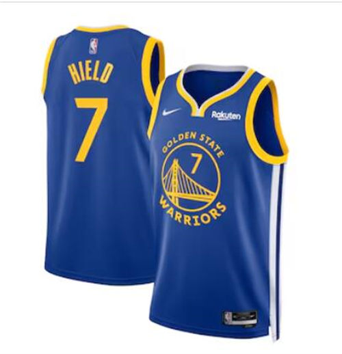 Mens Golden State Warriors #7 Buddy Hield Royal Icon Edition Swingman Jersey