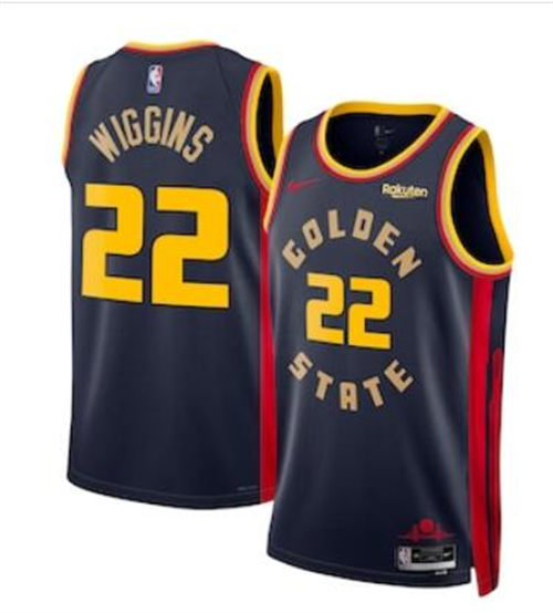 Mens Golden State Warriors #22 Andrew Wiggins Nike Navy 2024-25 City Edition Swingman Jersey