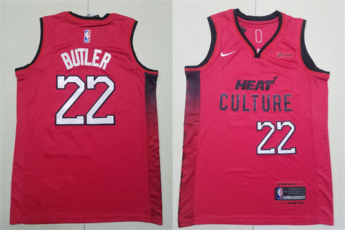 Mens Miami Heat #22 Jimmy Butler Red 2024-25 City Edition Jersey