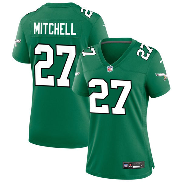 Womens Philadelphia Eagles #27 Quinyon Mitchell Nike Kelly Green Retro Jersey