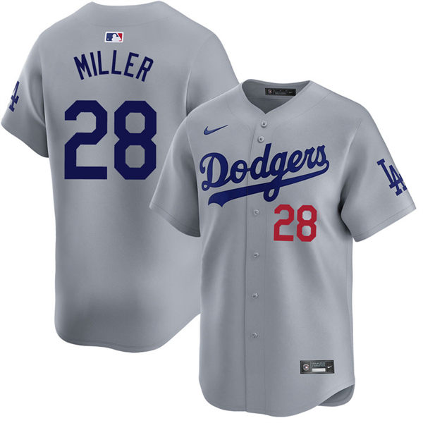 Mens Los Angeles Dodgers #28 Bobby Miller Nike Grey Road Limited Player Jersey (3)