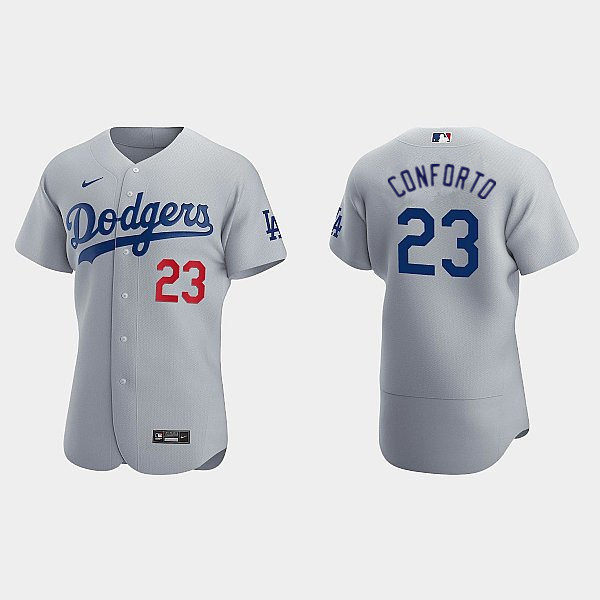 Mens Los Angeles Dodgers #23 Michael Conforto Nike Grey Road Limited Player Jersey