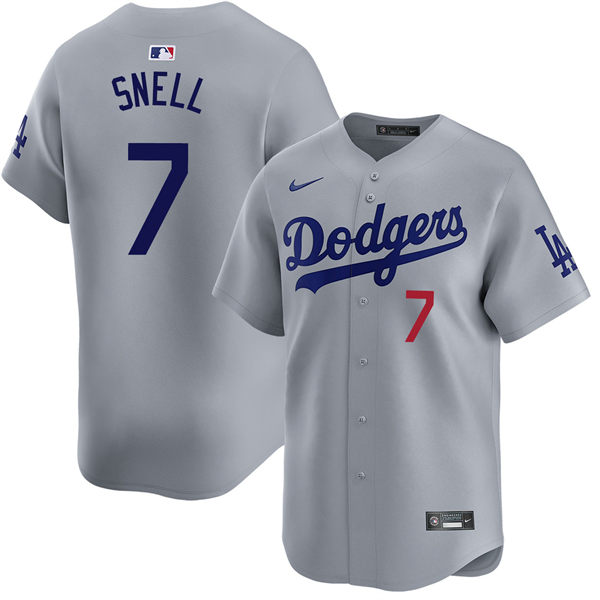 Mens Los Angeles Dodgers #7 Blake Snell Nike Grey Road Limited Player Jersey(1)