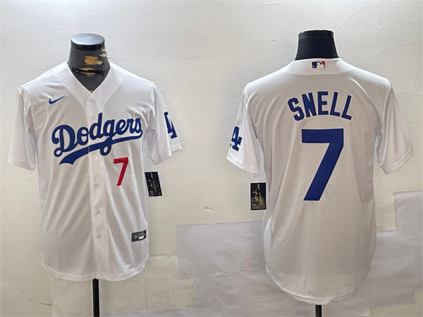 Mens Los Angeles Dodgers #7 Blake Snell Nike White Home Limited Player Jersey(1)
