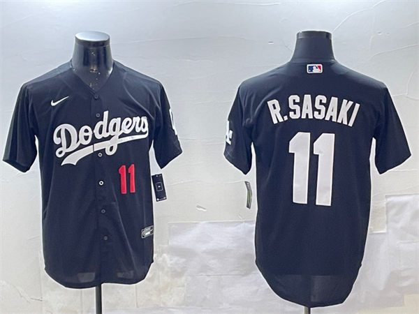 Mens Los Angeles Dodgers #11 Roki Sasaki Nike Black Fashion Limited Jersey