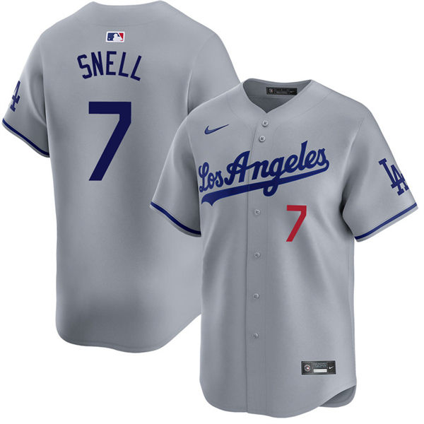 Mens Los Angeles Dodgers #7 Blake Snell Nike Grey Los Angeles Limited Player Jersey(2)