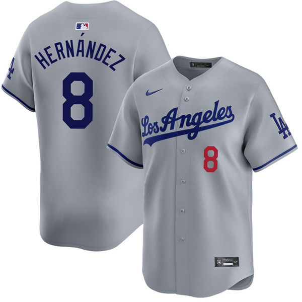 Mens Los Angeles Dodgers #8 Kike Hernandez Nike Grey Los Angeles Limited Player Jersey