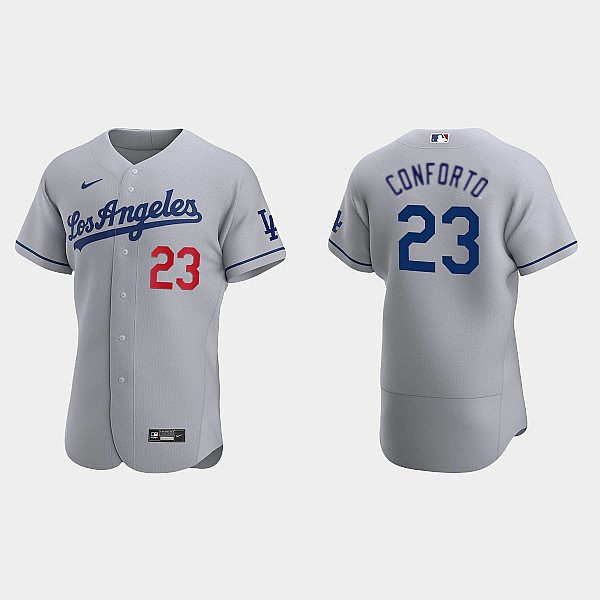 Mens Los Angeles Dodgers #23 Michael Conforto Nike Grey Los Angeles Limited Player Jersey