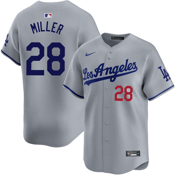 Mens Los Angeles Dodgers #28 Bobby Miller Nike Grey Los Angeles Limited Player Jersey(2)