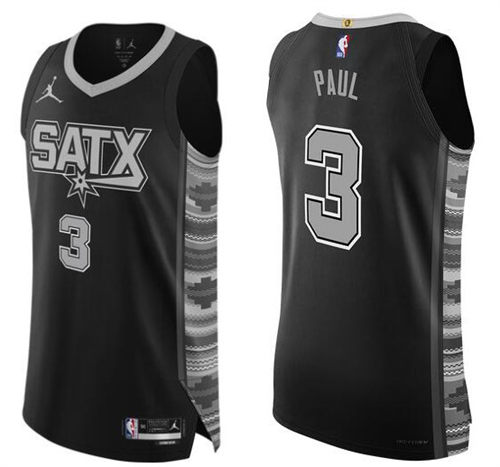 Men's San Antonio Spurs #3 Chris Paul Black Statement Edition Player Jersey