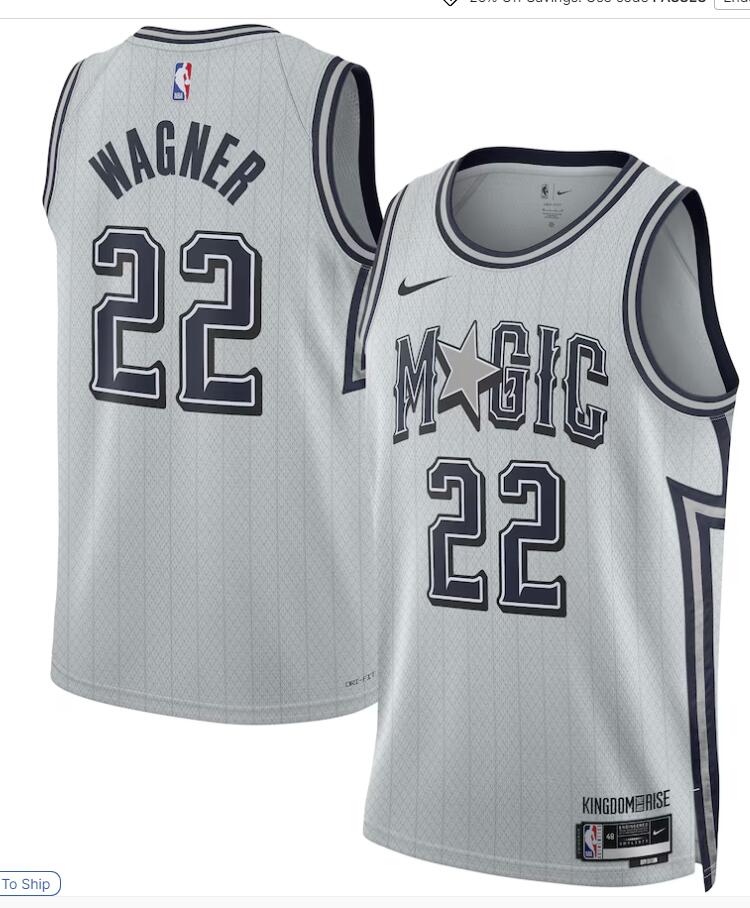 Men's Orlando Magic #22 Franz Wagner Silver 2024-25 City Edition Jersey